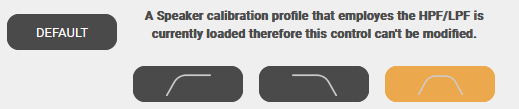 Speaker profile active, crossover cannot be changed.