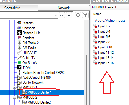 Select the amp's subsection in composer to connect the analog inputs.